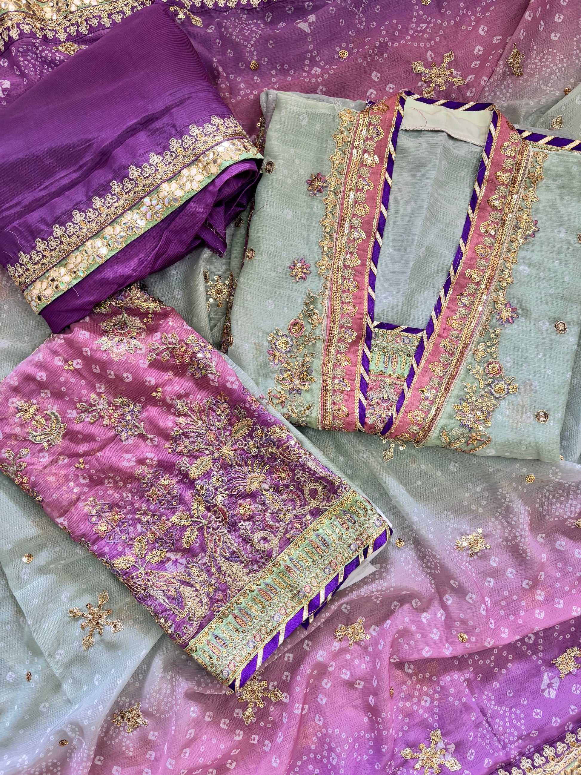 Purple shaded Semi-Stitched Suit